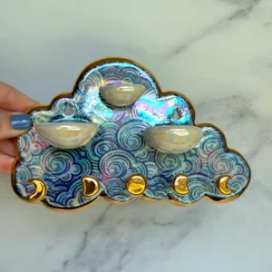 3 Dish Cloud Jewelry Wall Hanging Necklace Display with Ring Dishes #1