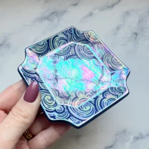 Cloud Fancy Square Dish Iridescent Altar Ring Jewelry Tray