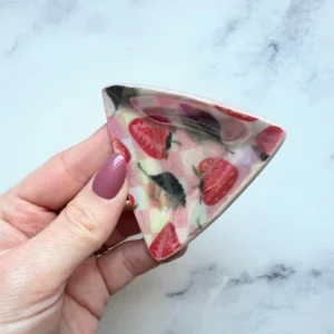 Strawberry Triangle Dish Iridescent Altar Ring Jewelry Tray