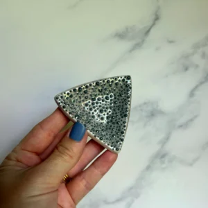 Textured Triangle Dish Iridescent Altar Ring Jewelry Tray